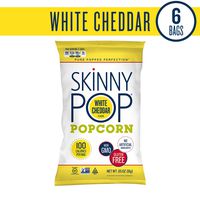 SKINNYPOP White Cheddar Popped Popcorn, 100 Calorie Bags, Healthy Snacks Individual Bags, Gluten Free Popcorn, 0.65 Ounce (Pack of 6), Non-GMO, No Artificial Ingredients, A Delicious Source of Fiber