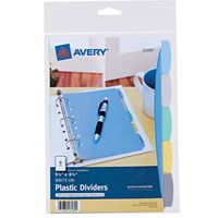 Avery 5-Tab Plastic Mini Binder Dividers, Write & Erase Multicolor Tabs, 1 Set (16180)