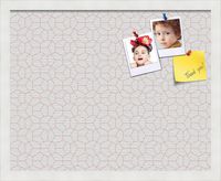 PinPix pin Cork Bulletin Board Made from Canvas, Modeco Hex Grapefruit 20x16 Inches (Completed Size) and Framed in Satin White Frame (PinPix-1636-20x16_FRBW26074)