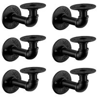 Pipe Shelf Brackets Set of 6 Oyydecor Industrial Black Iron Pipe Brackets Rustic Wall Mounted DIY Shelving Brackets Hanging Custom Pipe Brackets for Wood Floating Shelves Hardware Included