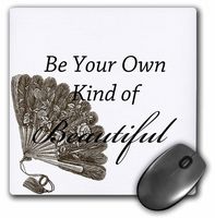 3dRose LLC 8 x 8 x 0.25 Inches Mouse Pad, Be Your Own Kind of Beautiful Vintage Fan- Art (mp_79150_1)
