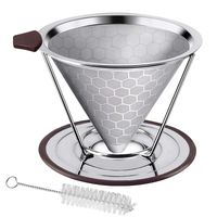 Pour Over Coffee Dripper, Stainless Steel Coffee Filter Removable Dripper With Stand, Reusable Cone Dripper, 100% Paperless & Eco-Friendly, Works With Carafe