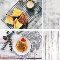 Evanto 22x35 Inch (56x88cm) 2-in1 White Wooden and Concrete Cement Wall Texture Background Paper for Food, Jewelry, Cosmetics, Small Products Tabletop Photography