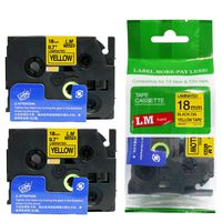 2/Pack LM Tapes - Premium 3/4" Black Print on Yellow Label Compatible with Brother TZe-641 P-Touch Tape and Comes with a Free Tape Color/Size Guide for Easy reordering. 18mm 0.7 Laminated