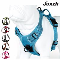 JUXZH Soft  Dog Harness .3M Reflective No Pull Harness with handle and Two Leash Attachments