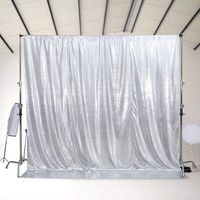 Poise3EHome Sequin Photography Backdrop Curtain with Non See-Through (Non-Transparent) Backing for Party Decoration, (4ft x 6ft, Silver)