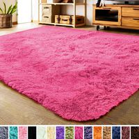 LOCHAS Luxury Velvet Fluffy Rug Modern Shag Area Rugs for Bedroom, Super Soft and Comfy Carpet, Non Slip Floor Fur Carpets for Kids Home Decor, 2x3 Feet Hot Pink