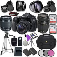 Canon EOS 80D 24.2MP CMOS Full HD Wi-Fi Enabled Digital SLR Camera with Canon EF-S 18-55mm IS STM Lens + Tamron Zoom Telephoto AF 70-300mm f/4-5.6 Autofocus Lens + Accessory Bundle