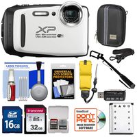 Fujifilm FinePix XP130 Shock & Waterproof Wi-Fi Digital Camera (White) with 32GB Card + Battery + Cases + Float Strap + Selfie Stick + Kit