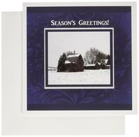 3dRose Farm in Winter,Seasons Greetings, Blue Frame Design - Greeting Cards, 6 x 6 inches, set of 12 (gc_62776_2)