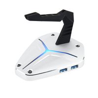 Gaming Mouse Bungee, 4-Port USB 3.0 HUB with Cord Holder, 7 LED RGB Backlit, Metal Material, Fast Charging High Speed, Multifunctional Cable Management for Pro Esports Competitive Games