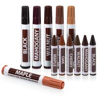 Ram-Pro Furniture Markers Touch Up Repair System - 12Pc Scratch Restore Kit - 6 Felt Tip Wood Markers, 6 Wax Stick Crayons | Colors: Maple, Oak, Cherry, Walnut, Mahogany, Black
