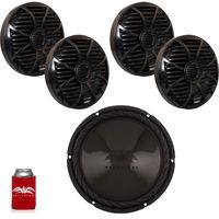 wet sounds - Two Pairs of SW-650-B Black Marine Speakers & A SS-10BS4 Black Series 4-Ohm Subwoofer