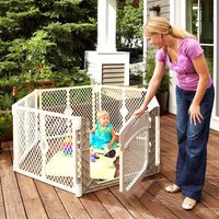 Toddleroo by North States Superyard Ultimate 6-Panel Play Yard:Safe Play Area for Indoors or Outdoors.Folds up with Carrying Strap for Easy Travel.Freestanding.18.5 sq.ft. Enclosure (26" Tall, Ivory)