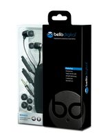 Bell'O Digital BDH653 Precision Bass-Ear Stye Headphone-Line Volume/Microphone with Storage Case, Matte Black Chrome
