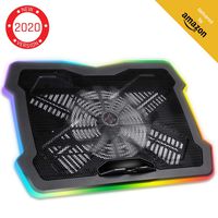 Klim Ultimate + RGB Laptop Cooling Pad with LED Rim + Gaming Laptop Cooler + USB Powered Fan + Very Stable and Silent Laptop Stand + Compatible up to 17" + for PC Mac PS4 Xbox One + New 2020