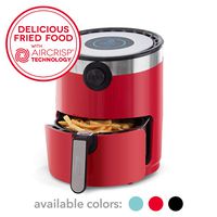 Dash DMAF360GBRD02 AirCrisp Pro Electric Air Fryer + Oven Cooker with Digital Display + 8 Presets, Temperature Control, Non Stick Fry Basket, Recipe Guide + Auto Shut Off Feature, 3qt, Red