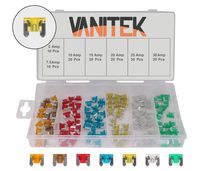 RamPro 120-Pc Car Truck Boat Fuse Assortment Kit - 5, 7.5, 10, 15, 20, 25, 30 AMP - Low Profile Mini Small APS/ATT Blade Fuses