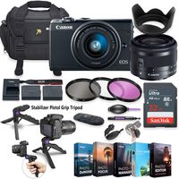 Canon EOS M100 Mirrorless Digital Camera with 15-45mm Lens (Black) + 5 Photo/Video Editing Software Package & Accessory Kit