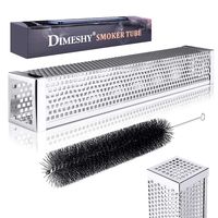 DIMESHY Pellet Smoker Tube - 12" 304 Stainless Steel for Cold or Hot Smoking Wood Pellet Tube Smoker, Work with All Grills or Smokers, Bonus Storage Bag Include, Square