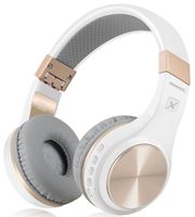 Bluetooth Headphones, Riwbox XBT-80 Folding Stereo Wireless Bluetooth Headphones Over Ear with Microphone and Volume Control, Wireless and Wired Headset for PC/Cell Phones/TV/Ipad (White Gold)