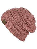 C.C Trendy Warm Chunky Soft Stretch Cable Knit Beanie Skully, Mauve