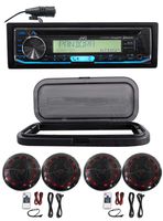 JVC Hot Tub Audio System w/Stereo Bluetooth Receiver+4 6.5" Black LED Speakers