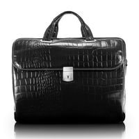 Siamod, Monterosso, SERVANO, Embossed Crocco Leather, 13" Leather Tablet Briefcase, Black (35535)