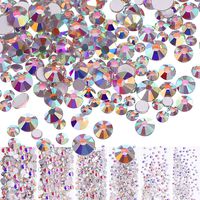 Bememo 3456 Pieces Nail Crystals AB Nail Art Rhinestones Round Beads Flatback Glass Charms Gems Stones, 6 Sizes for Nails Decoration Makeup Clothes Shoes (Crystal AB, Mixed SS4 5 6 8 10 12)