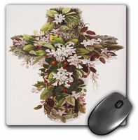 3dRose LLC 8 x 8 x 0.25 Inches Cross of Flowers A Christian Image of A Cross Embellished with Spring Flowers Mouse Pad (mp_128398_1)