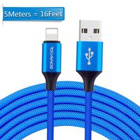 Phone Charger Cord 16FT/5M USB Charger Cable High Speed 2A Fast Charging Cords Ultra Long Nylon Braided Charging Wire Compatible with Phone X 8 8Plus 7 7Plus 6S 6sPlus 6Plus 5 SE Touch Pad Pod