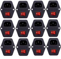 YXQ IEC320 C14 Inlet Module Plug Switch Power Socket 5A Fuse Red Male,AC 250V 10A(12Pcs)