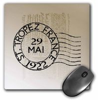 3dRose LLC 8 x 8 x 0.25 Inches Mouse Pad, St. Tropez Vintage French Art Postage Stamp (mp_79311_1)