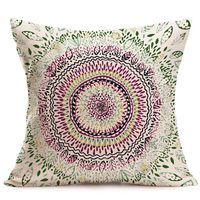 Bokeley Pillow Case, Flax Square Bohemian Pattern Decorative Throw Pillow Case Bed Home Decor Car Sofa Waist Cushion Cover (B)