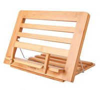 Exerz Bamboo Reading Rest Cookbook Stand Recipe Holder Bookrest - Premium/Adjustable Foldable/Text Book Ipad Tablet Dictionary/Natural Wood Eco Friendly- 13.5 x 9.5 x 1" / 34 x 24 x 2 cm (Bamboo)