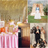 4Ftx6Ft Sequin Backdrop Sparkling Photography Background Curtain for Wedding Birthday Party Graduation Baby Shower Decoration (Gold)
