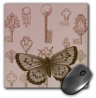 Vintage Keys with butterflies steampunk odd art - Mouse Pad, 8 by 8 inches (mp_110554_1)