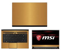 Decalrus - Protective Decal for MSI GS65 Stealth Thin 8RF (15.6" Screen) Laptop Gold Texture Brushed Aluminum Skin case Cover wrap BAmsiGS65stealthTHINGold