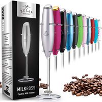 Zulay Milk Frother Handheld Foam Maker for Lattes - Whisk Drink Mixer for Bulletproof® Coffee, Mini Foamer for Cappuccino, Frappe, Matcha, Hot Chocolate by Milk Boss - Silver