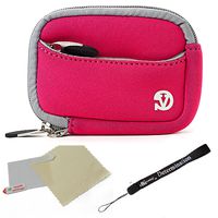 eBigValue Pink Grey Trim Protective Soft Neoprene Cover Carrying Case Sleeve for Samsung SL600 SL605 ST30 ST65 ST80 Digital Camera and Grey 6 Inch Mini Tripod and Screen Protector