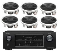 Denon 5.2 Channel 700-Watt Full 4K Ultra HD Bluetooth AV Home Theater Receiver + Yamaha High-Performance 3-Way Surround Sound in-ceiling Speaker System (Set Of 6)