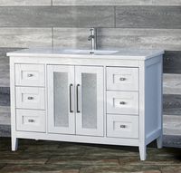 solid wood 48" Bathroom Vanity Cabinet Ceramic Top Sink Faucet A4821E-CT