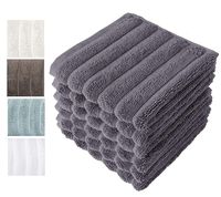 Classic Turkish Towels Luxury Ribbed Washcloths - Soft Thick Jacquard Woven 6 Piece Bath Set Made with 100% Turkish Cotton (Grey, 13x13 Washcloths)