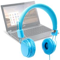 DURAGADGET Blue Ultra-Stylish Kids Fashion Headphones - Suitable for Use with Acer Chromebook Series C7 & Acer Chromebook C720