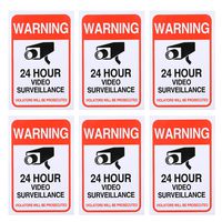 ANNKE Home Security Sign and Business Camera & Video Surveillance Sticker for Indoor Outdoor Use Long Lasting Weatherproof Window & Door Warning Alert 24 Hour Surveillance Decal - 6 Pack