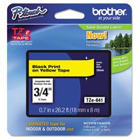 Brother Tz Lettering Label Tape , Black, Yellow
