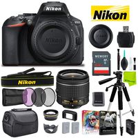 Nikon D5600 24.2MP DSLR Camera AF-P DX 18-55mm Lens Kit Camera Bag Battery Tripod 64GB SD Memory Card Deluxe Cleaning Kit Accessories Deluxe DSLR Camera Bundle