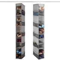 ZOBER 10-Shelf Hanging Shoe Organizer (2 Pack) Hanging Closet Shoe Organizer with Side Mesh Pockets, Space Saving Shoe Holder & Storage, Closet Organizer Great for Shoes, Purses, Handbags Etc.