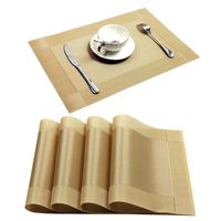 U'Artlines Placemat, Crossweave Woven Vinyl Non-Slip Insulation Placemat Washable Table Mats (Gold, 4pcs placemats)