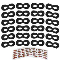 AIMIKE Black Superhero Masks, Kids Party Mask, 24Pcs with 100 Superhero Stickers